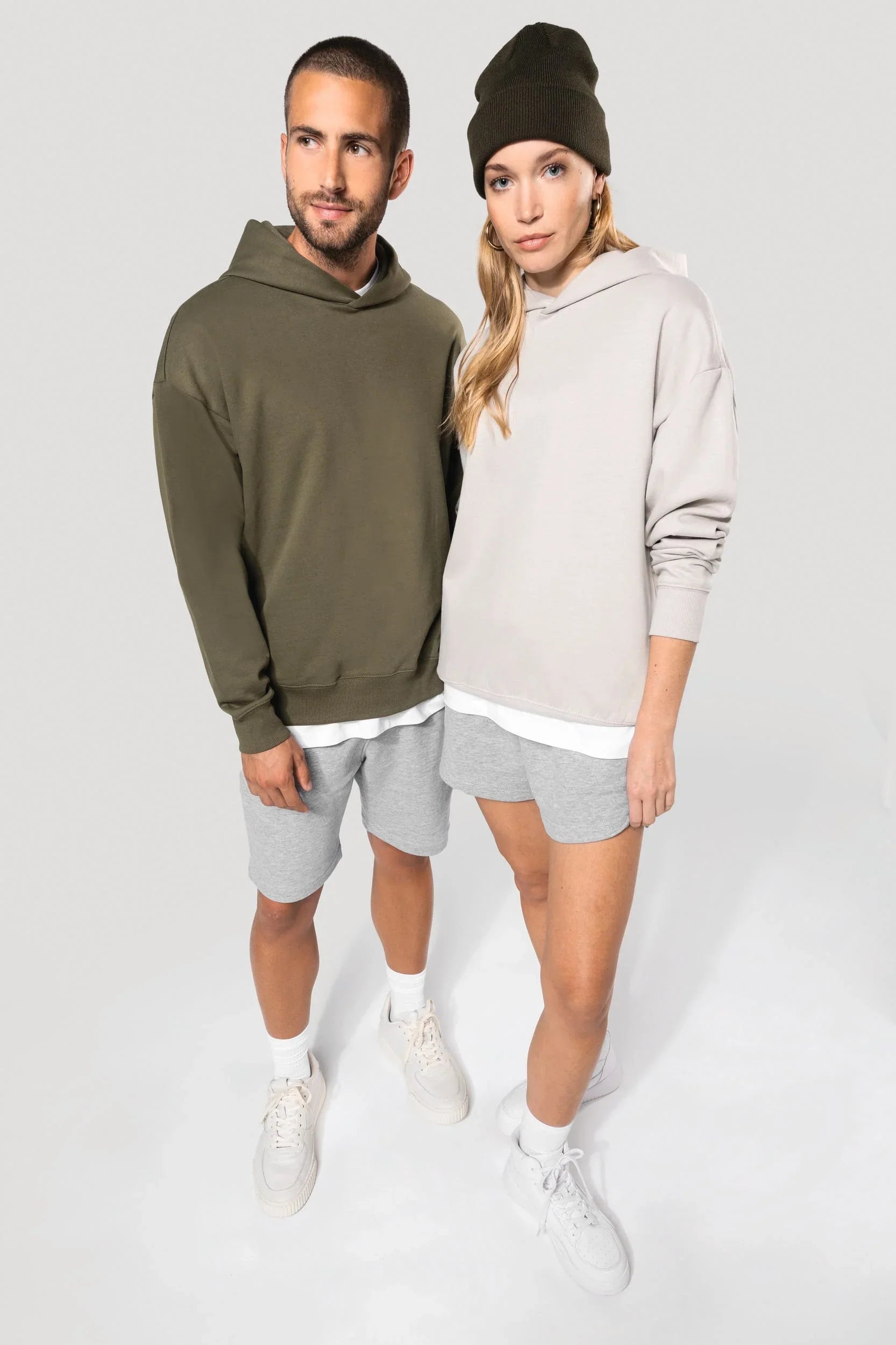 K4018 - Oversized fleece sweater met capuchon - JouwTextiel